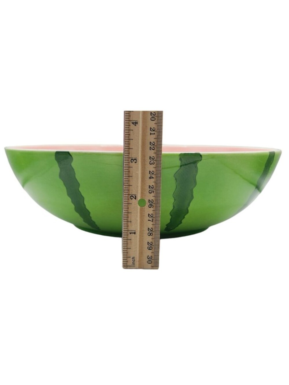 Vtg Watermelon-Inspired Ceramic Bowl Pink Green 11" Fruit-Themed Kitchenware - Picture 12 of 12